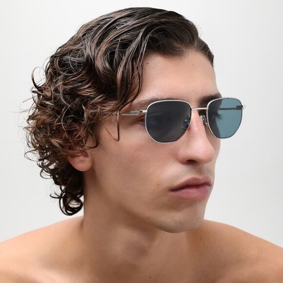 NEW Bottega Veneta BV1301S 004 Silver Green Split Panthos Unisex Sunglasses - Picture 9 of 9